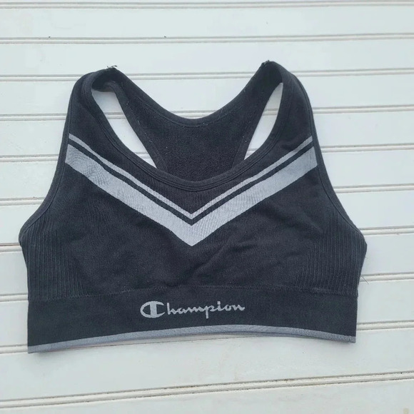 Champion Sports Bra The Authentic Script  Women's Moderate Support Wicking Black - Picture 1 of 5